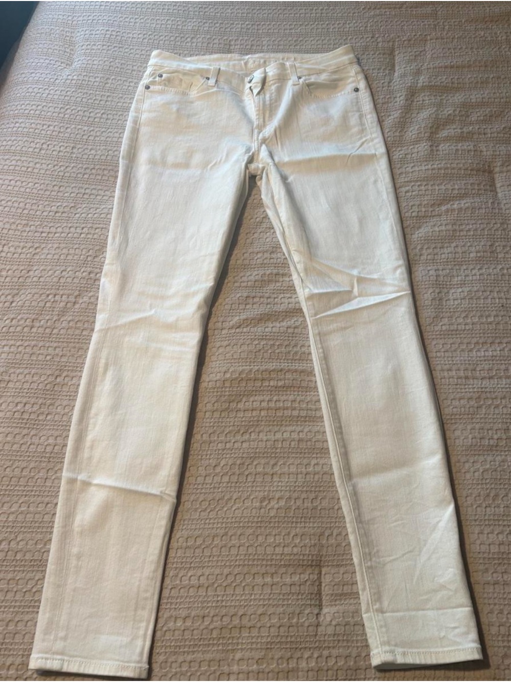 7 For All Mankind White Skinny Jeans - Clean Stretch Slim